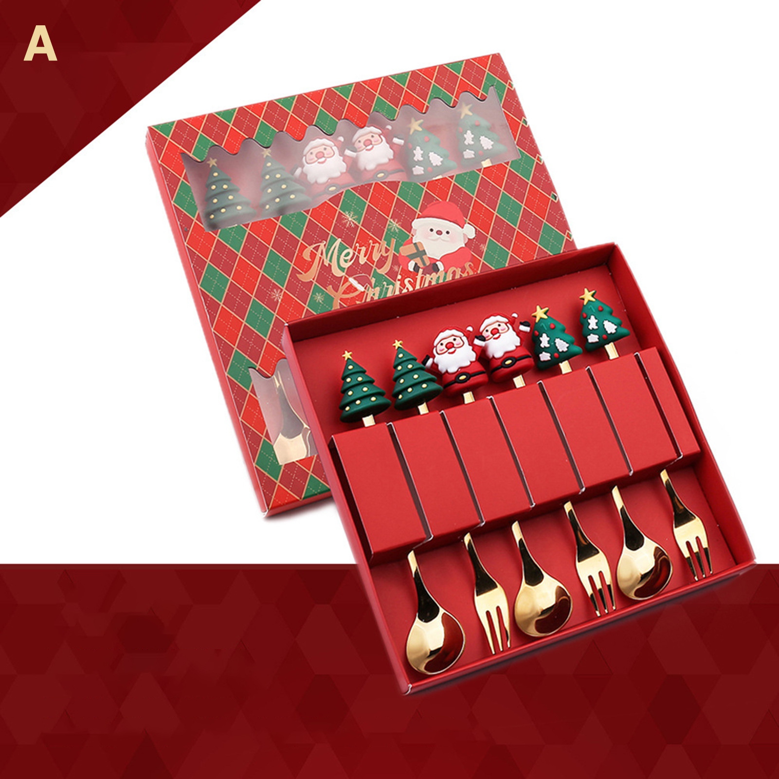 UDIYO 6Pcs/Set Stainless Steel Christmas Coffee Spoon and Xmas Dinner