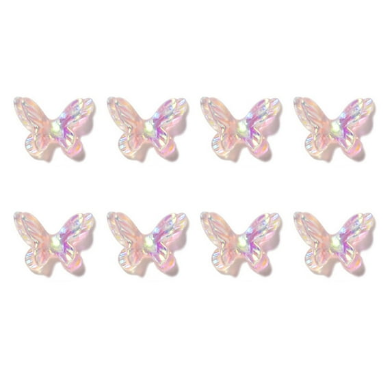 UDIYO 8Pcs Nail Rhinestone Exquisite DIY Lightweight Double Layer Butterfly Nail Ornament for Women