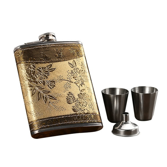 UDIYO 8oz Portable Liquor Whiskey Pocket Bottle Hip Flask Funnel Cup Gift Box Set