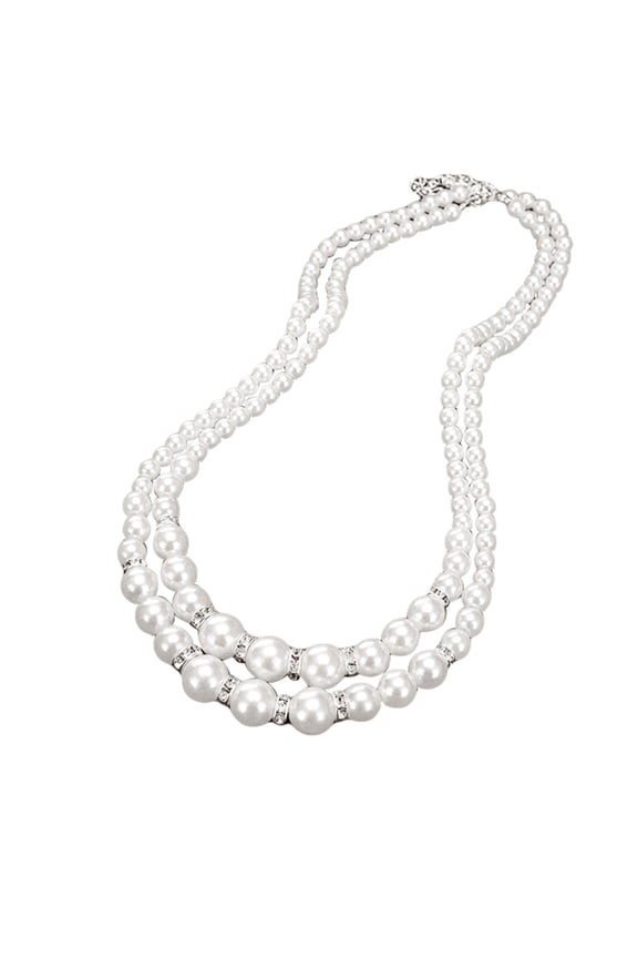 Adjustable Double-Layer Luxury Faux Pearl Beads Necklace for Party