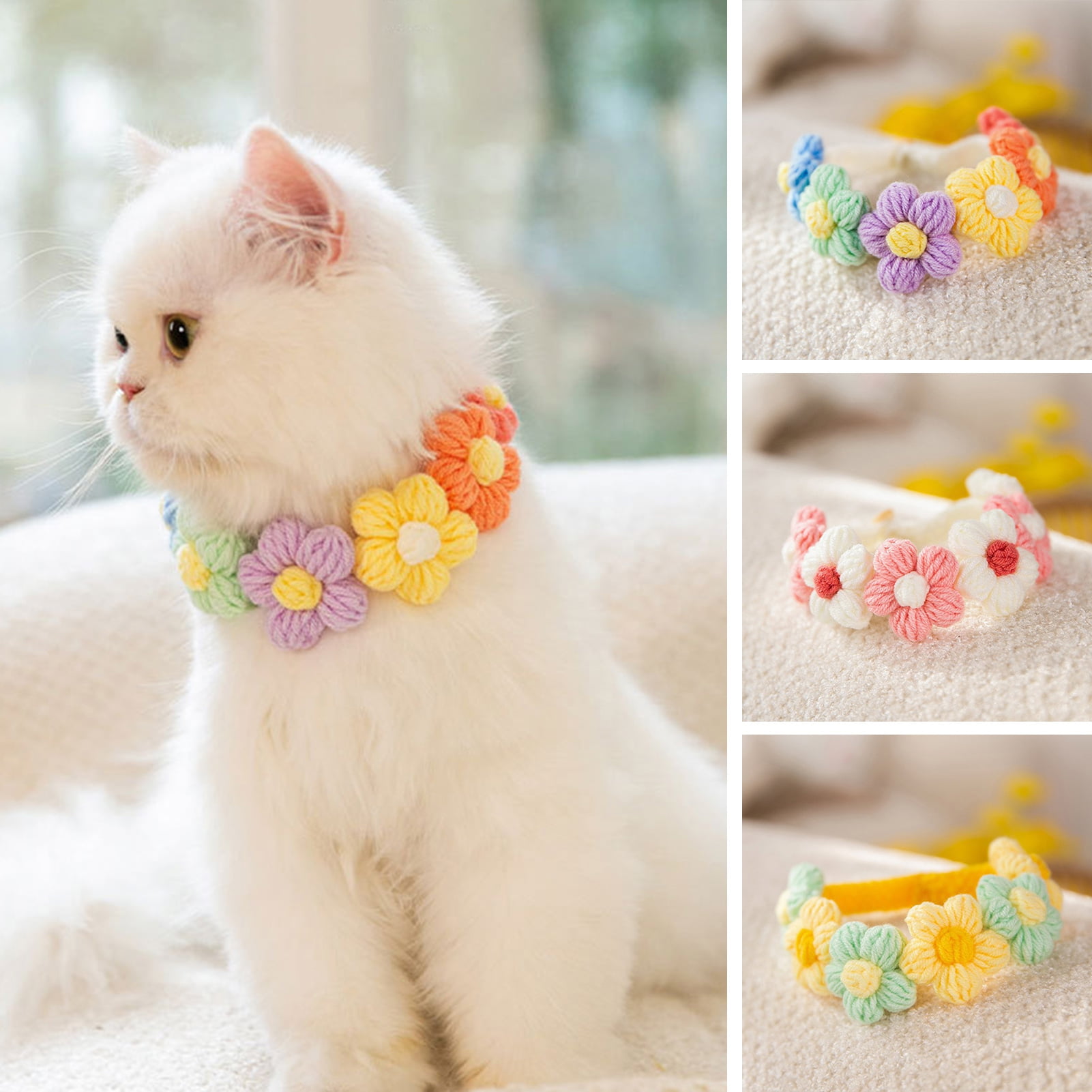 UDIYO Adorable Flower Knitted Pet Necklace Princess Style Fine ...
