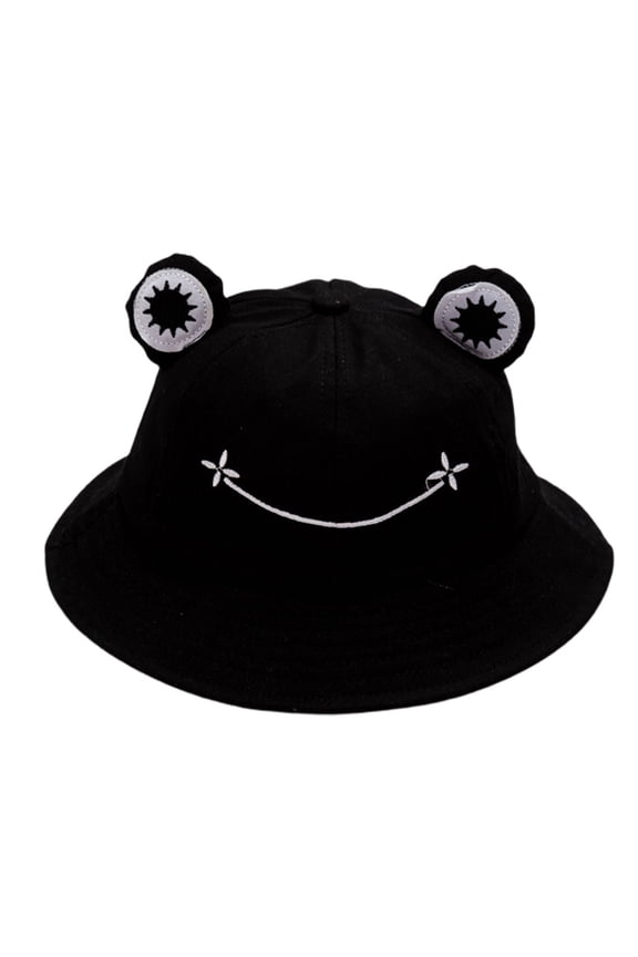 Adult Kids Bucket Hat Cute Frog Anti Sun Wide Brim Foldable Fisherman Cap for Outdoor