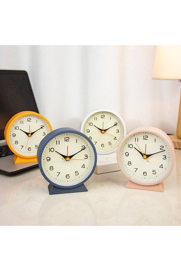 Analog Clock, Alarm Clock Battery Operated, Silent Non Ticking Desk Clocks for Kids Student, Clock for Bedroom with Night Light Function, Simple Stylish Design, Vintage Clock