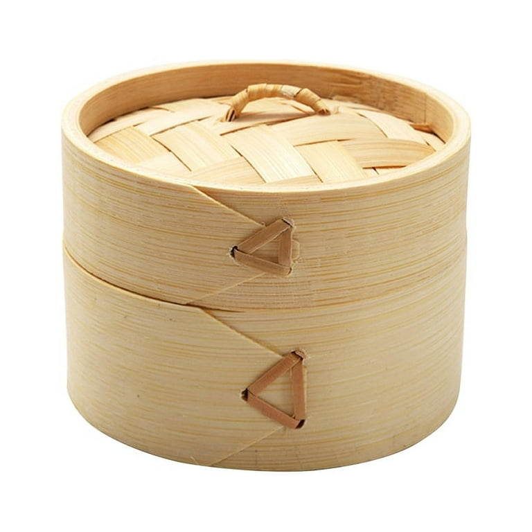  Handmade Steam Basket Bamboo Steamer 10 Inch, 2 Tiers