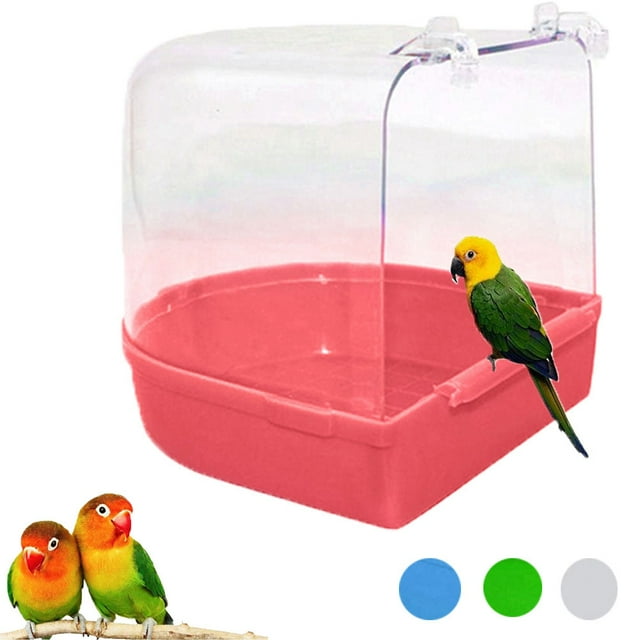 UDIYO Bird Bath Box, Parrot Hanging Bath Tube, Canary Lovebirds Budgies
