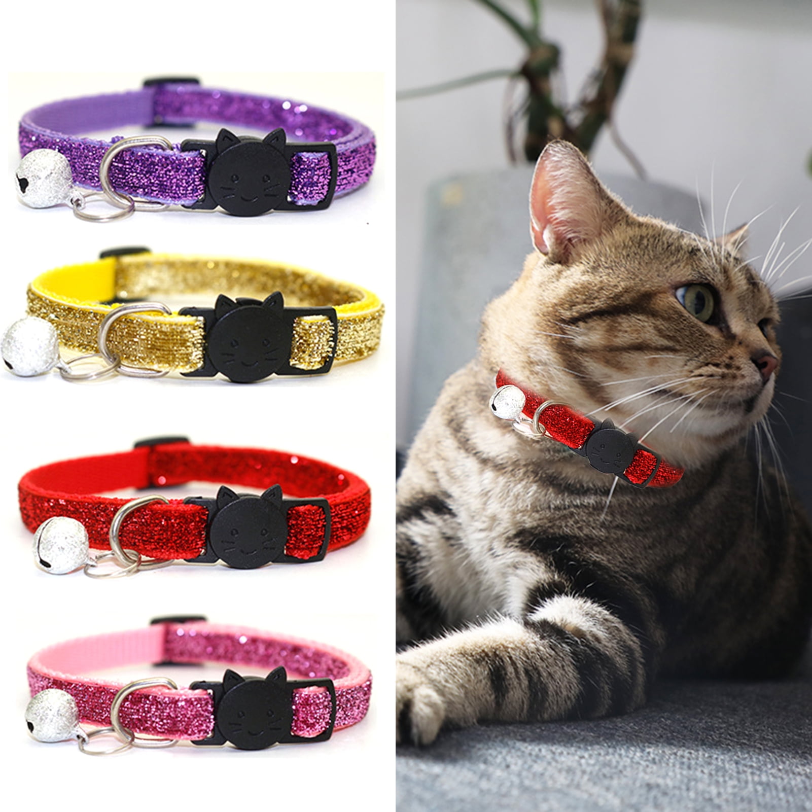 UDIYO Bling Cat Collar Breathable Fadeless Pet Supplies Kitty Sequin