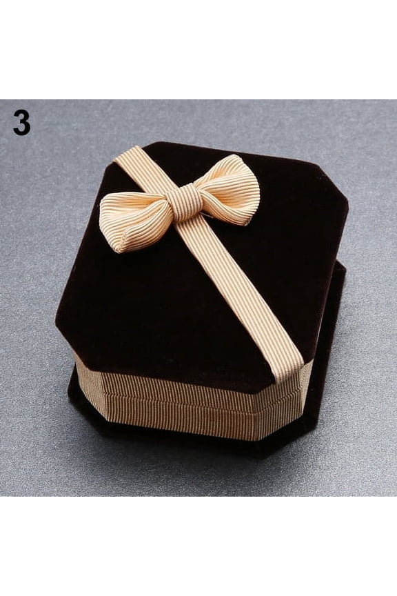 Bowknot Decor Necklace Ring Earrings Show Case Display Storage Jewelry Gift Box