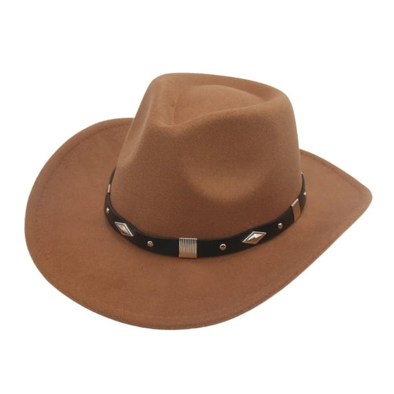 UDIYO Bowler Hat with Belt Buckle Western Style Love Top Broadside Wide Brim Head Protection Cowboy Dress Up Hats for Party