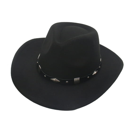 UDIYO Bowler Hat with Belt Buckle Western Style Love Top Broadside Wide Brim Head Protection Cowboy Dress Up Hats for Party