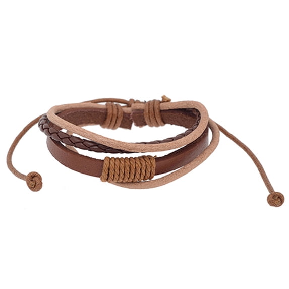 UDIYO Bracelet 4-layers Braided Jewelry Accessories Handmade Faux Leather Bangle for Unisex