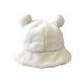 thumbnail image 1 of UDIYO Bucket Hat Bear Ear Ball Thickened Autumn Winter Leopard Plush Ball Basin Cap for Outdoor, 1 of 7
