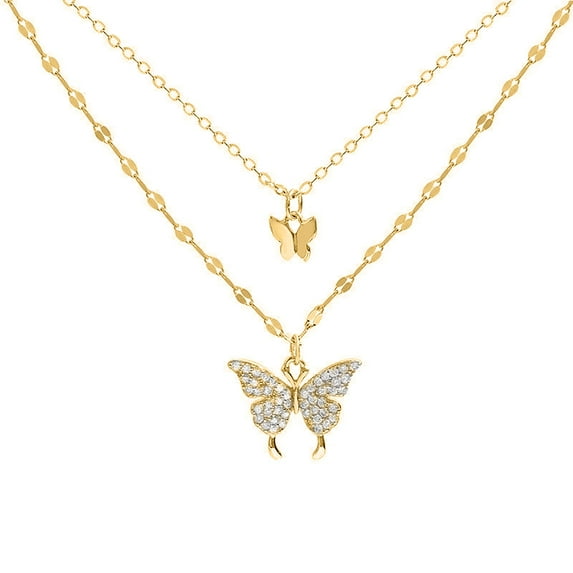 UDIYO Butterfly Necklace Double Layer Rust-proof Alloy Butterfly pendant Personality Fashion Clavicle Chain for Women