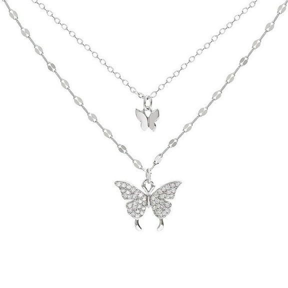 UDIYO Butterfly Necklace Double Layer Rust-proof Alloy Butterfly pendant Personality Fashion Clavicle Chain for Women