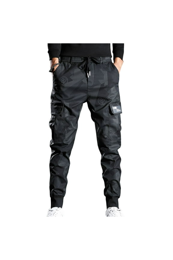 Cargo Pants Camouflage Drawstring Multi Pockets Bottoms Ankle Tied Trousers for Daily Wear