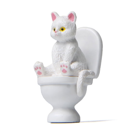 UDIYO Cat Figures High Simulation Vivid Expression Decoration Accessories Toilet Sitting Miniature Cat Animal Model Toy for Kids