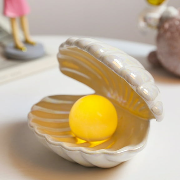 UDIYO Ceramic Shell Pearl Lamp Bedroom Decoration Home Bedside Night Light Girl Gift