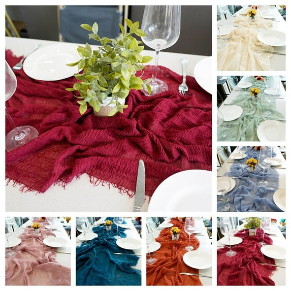 UDIYO Cheesecloth Table Runner Boho Gauze Cheese Cloth Table Runner Rustic Sheer Runner 118.11" Long for Wedding Bridal Baby Shower Birthday St. Patricks Day Table Decorations