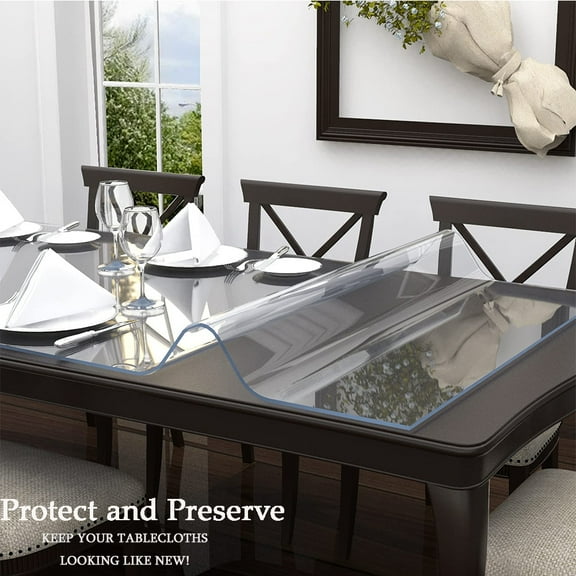 UDIYO Clear Table Protector, PVC Waterproof Table Cloth, Table Top Protector for Kitchen, Coffee Table, Writing Desk