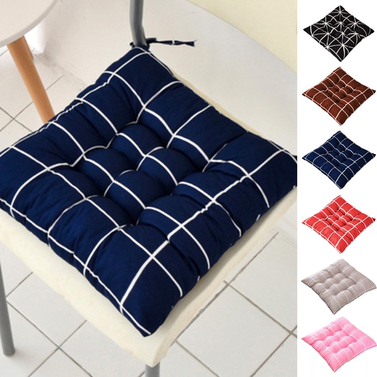 UDIYO Cotton Square 16” x 16” Tufted Chair Pads Indoor Seat Cushions