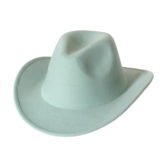 UDIYO Cowboy Hat Solid Color Wild Unisex Anti-pilling Comfortable Costume Party Accessories Felt Roll Up Brim Cowgirl Hat for Outdoor