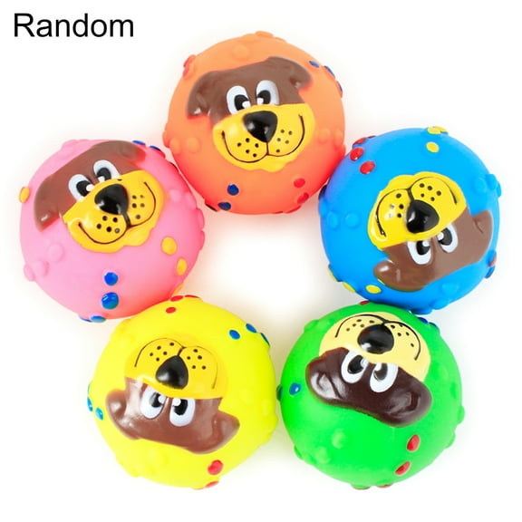 UDIYO Cute Pet Puppy Dog Face Ball Molar Throwing Training Soft Squeak Sound Play Toy