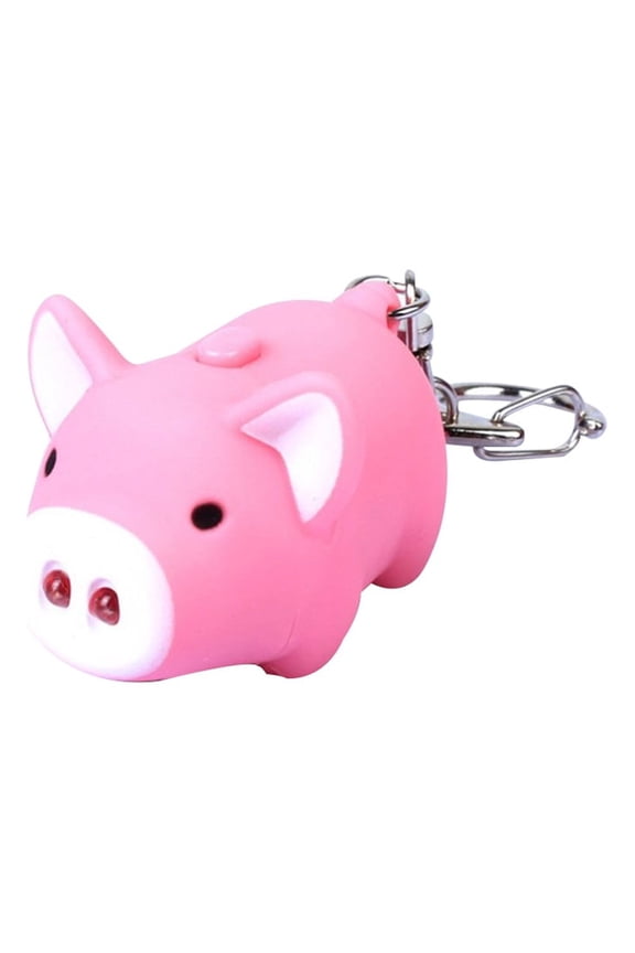 Cute Pig Style LED Light Sound Key Chain Keyring Car Bag Pendant Decoration Gift