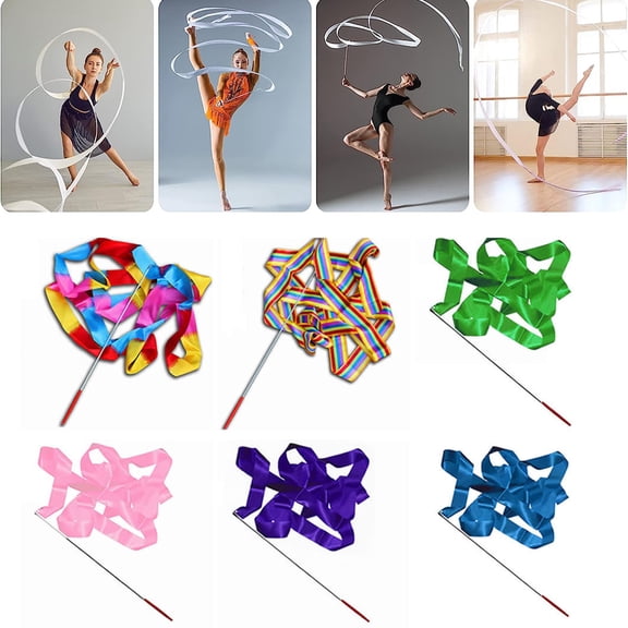 UDIYO Dance Ribbons Gymnastics Ribbon Streamers Twirling for Artistic Dancing Gymnastics Kids Dancing Talent Shows