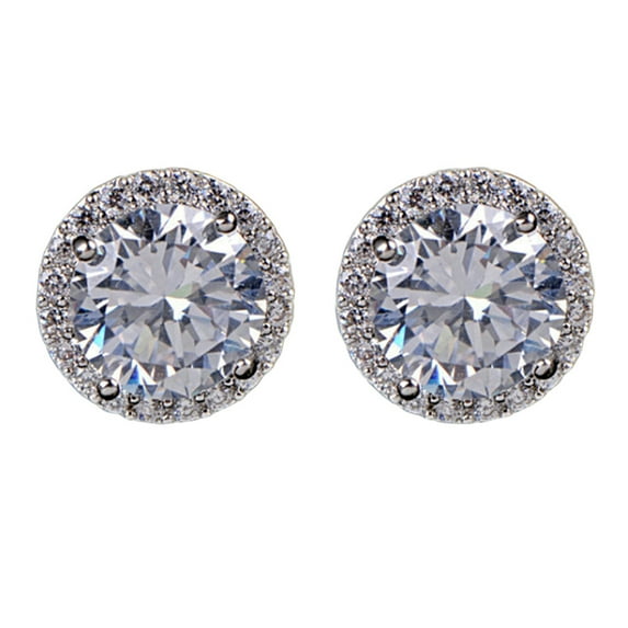 UDIYO Ear Studs Zircon Inlaid Versatile Jewelry Silver Tone Eardrop for Wedding