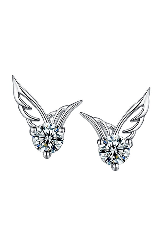 Earrings Exquisite Angle Wing Pattern Plated Silver Rhinestone Women Ear Studs for Women