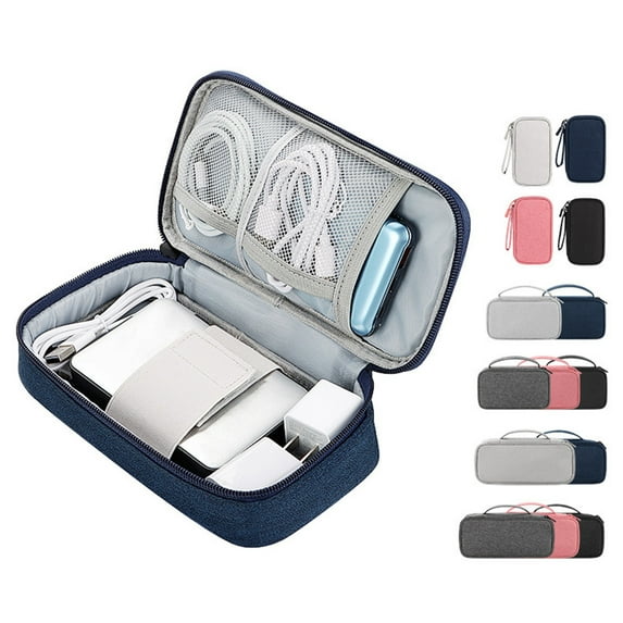 UDIYO Electronic Organizer, Small Travel Cable Organizer Bag Pouch Portable Electronic Accessories All-in-One Storage Multifunction Case for Cable, Cord, Charger, Hard Drive, Earphone, USB, SD Card