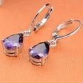 thumbnail image 1 of UDIYO Elegant Women\'s Purple Rhinestone Water Drops Leverback Dangle Earrings Gift, 1 of 5