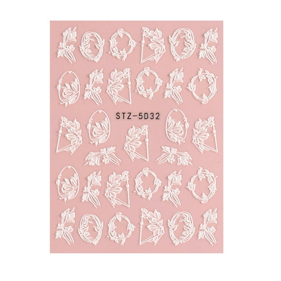 UDIYO Embossed Nail Sticker Flower Decal DIY Nail Art Decoration Spring Summer Flower Nail Decoration Sticker Nail Supplies