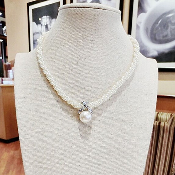 UDIYO Fashion Big Faux Pearl Pendant Women Choker Necklace Statement Party Jewelry