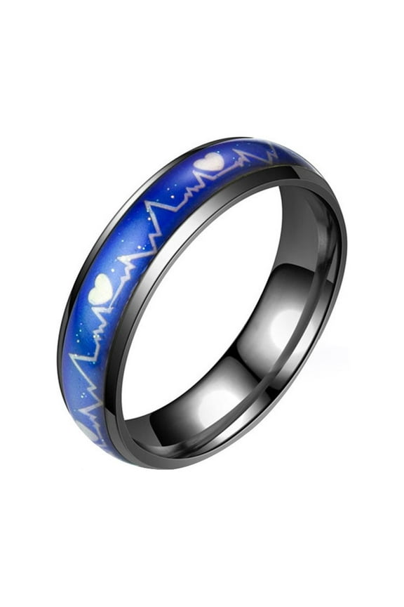 Fashion Men Women Mood Changing Color Heart Beat Ring Party Jewelry Couple Band