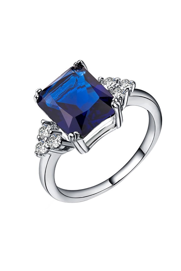 Fashion Square Cut Cubic Zirconia Rhinestone Ring Bridal Engagement Jewelry Gift