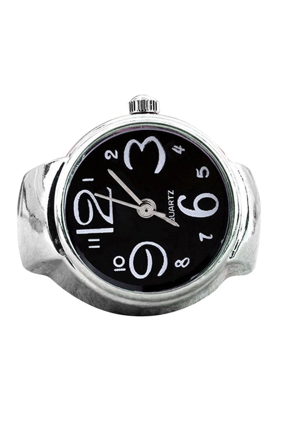 Fashion Stainless Steel Elastic Band Round Quartz Analog Finger Ring Watch Gift