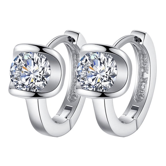 UDIYO Fashion Women Cubic Zirconia Inlaid Huggie Earrings Piercing Party Jewelry Gift