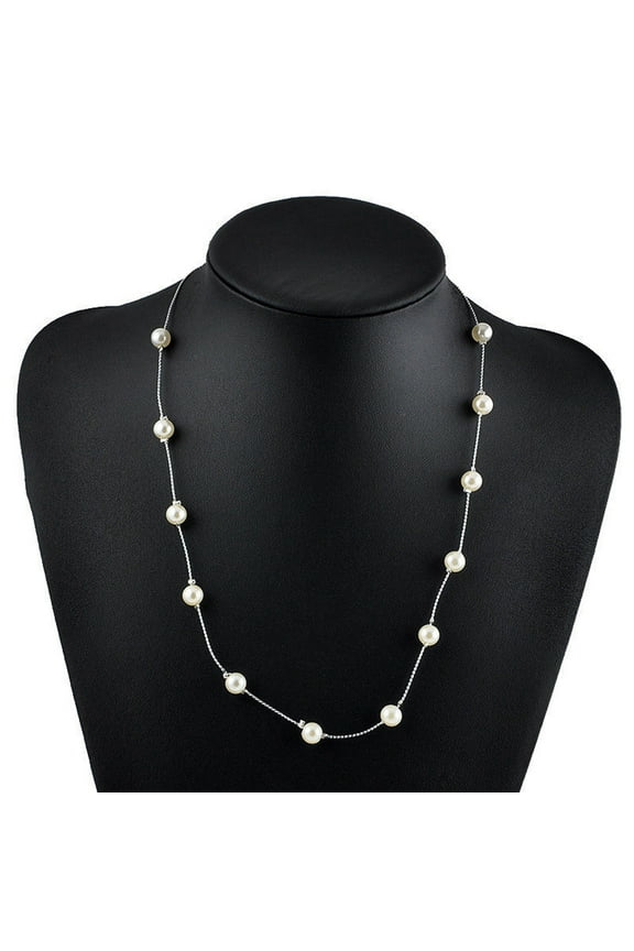 Fashion Women Faux Pearl Charm Pendant Chain Choker Short Necklace Jewelry