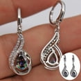 thumbnail image 1 of UDIYO Fashion Women Faux Topaz Shiny Rhinestone Water Drop Leaverback Earrings Gift, 1 of 6