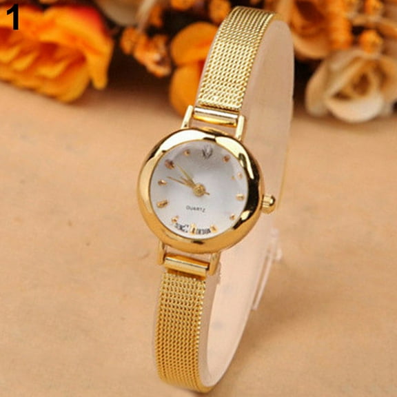 UDIYO Fashion Women Slim Mesh Band Bracelet Round Dial Quartz Wrist Watch Gift