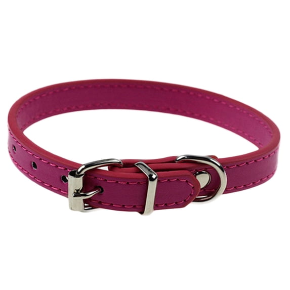 UDIYO Faux Leather Pure Color Cute Dog Pet Cat Puppy Collar Neck Adjustable Buckle