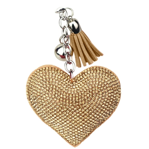UDIYO Faux Leather Velvet Love Heart Pendant Car Key Chain Holder Bag Hanging Ornament