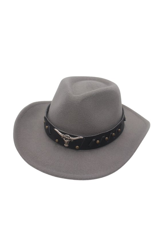 Fedora Hat Cow-head Decor Wide Brim Western Style Soft Touch Head Protection Autumn Winter Felt Hat for Travel