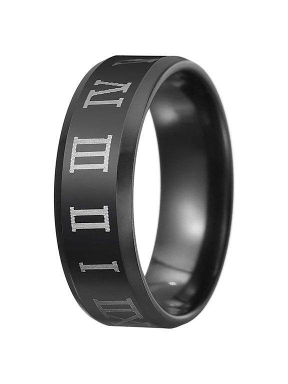 Finger Ring Luxury Jewelry Gift Stainless Steel Roman Number Print Men Band for Prom
