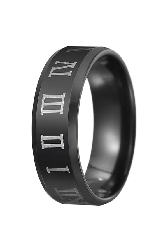 Finger Ring Luxury Jewelry Gift Stainless Steel Roman Number Print Men Band for Prom