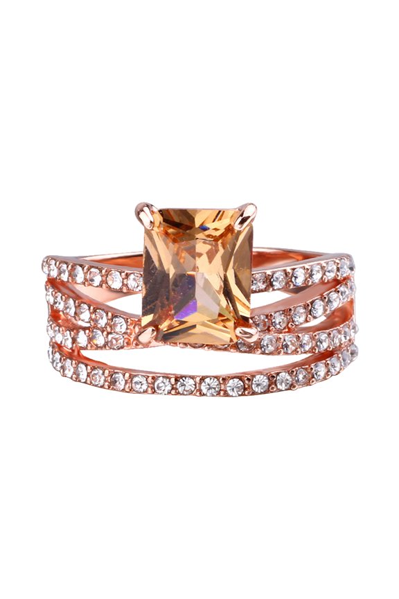 Finger Rings Electroplating Fine Workmanship Rhinestone Decor Multi-layer Square Jewelry Ring for Wedding
