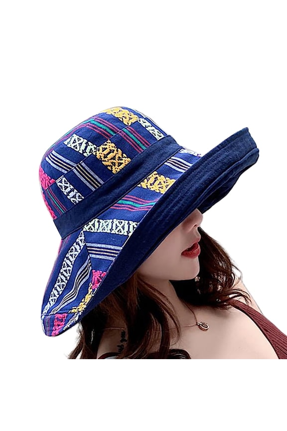 Fisherman Hat Color Patchwork Double-Sided Cotton Women Sun Shade Bucket Hat for Travel