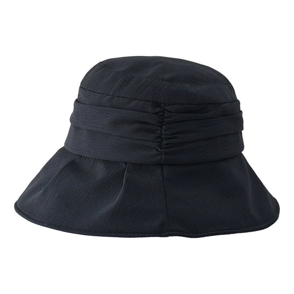 UDIYO Fisherman Hat Wide Brim Solid Color Foldable Sunscreen Bucket Hat Female Headwear