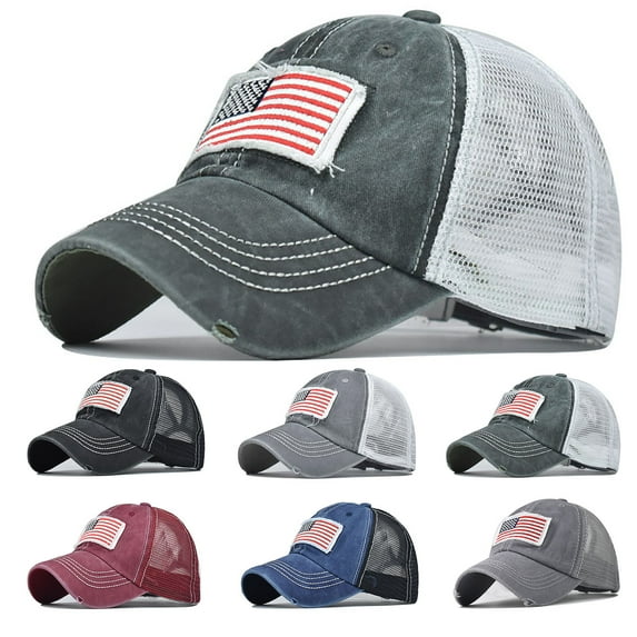 UDIYO Flag Pattern Adjustable Baseball Cap Cotton Blend Personalized Embroidered Hat in Bulk