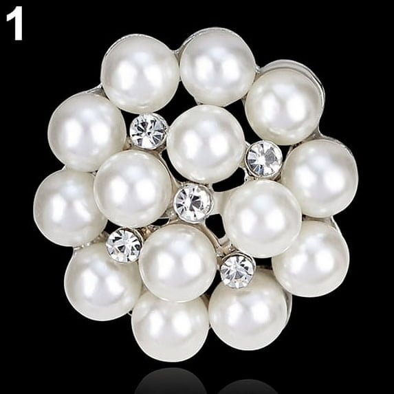 UDIYO Flower Rhinestone Imitation Pearl Brooch Pin DIY Bridal Wedding Bouquet Decor
